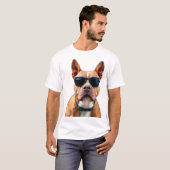 サングラスをかけた面白い犬 Tシャツ (正面フル)