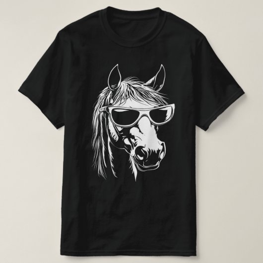 サングラスをかけた面白い馬, 馬のサングラス Tシャツ (デザイン正面)