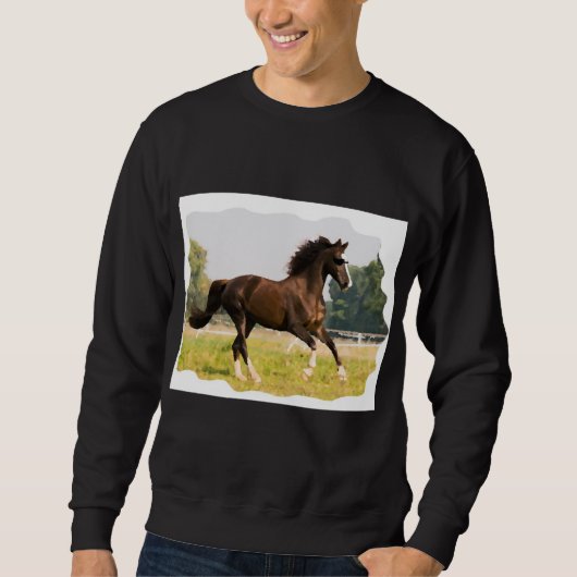 サングラスをかけた馬のTシャツ スウェットシャツ (正面)