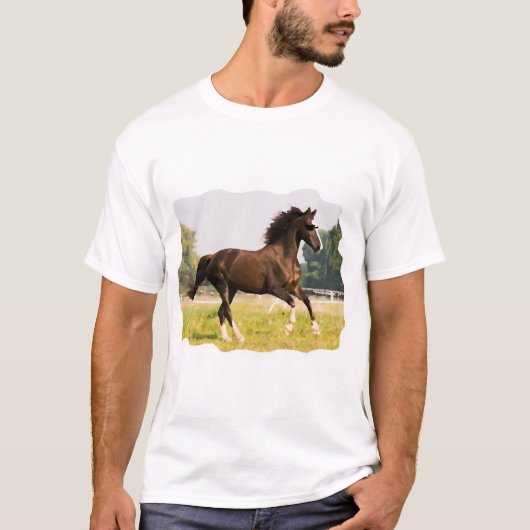 サングラスをかけた馬のTシャツ Tシャツ (正面)