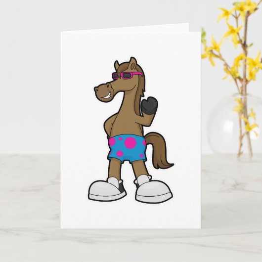 サングラスをかけた馬 カード (黄色い花)