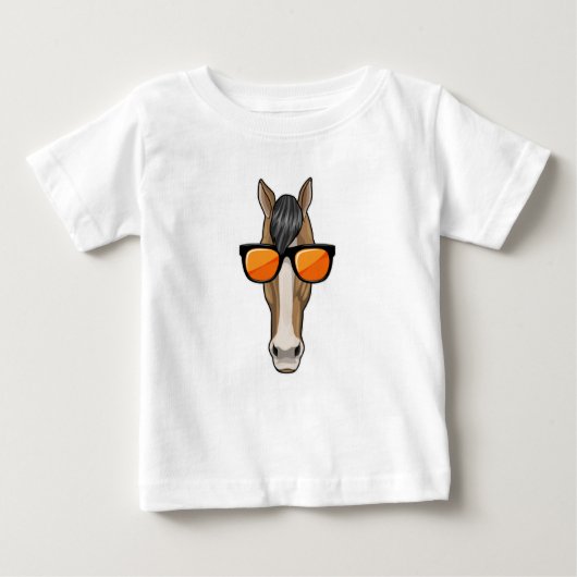 サングラスをかけた馬 ベビーTシャツ (正面)