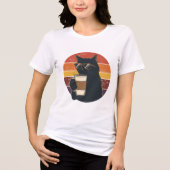 サングラスをかけた黒猫Tシャツ トライブレンドＴシャツ (正面)