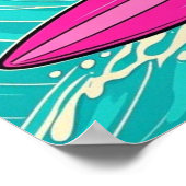 サングラスをかけたＴ－Ｒｅｘがネオン ピンクのに乗って疾走する ポスター (角)