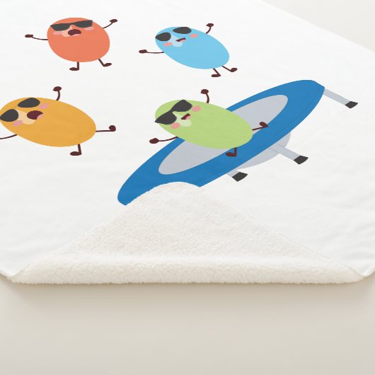 サングラスをかけているカワイイ飛び跳ねるキャンディービーンズ シェルパブランケット (3/4)