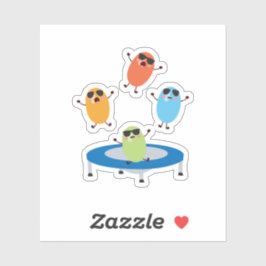 サングラスをかけているカワイイ飛び跳ねるキャンディービーンズ シール