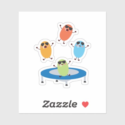 サングラスをかけているカワイイ飛び跳ねるキャンディービーンズ シール (シート)