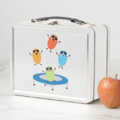 サングラスをかけているカワイイ飛び跳ねるキャンディービーンズ メタルランチボックス (インサイチュ)