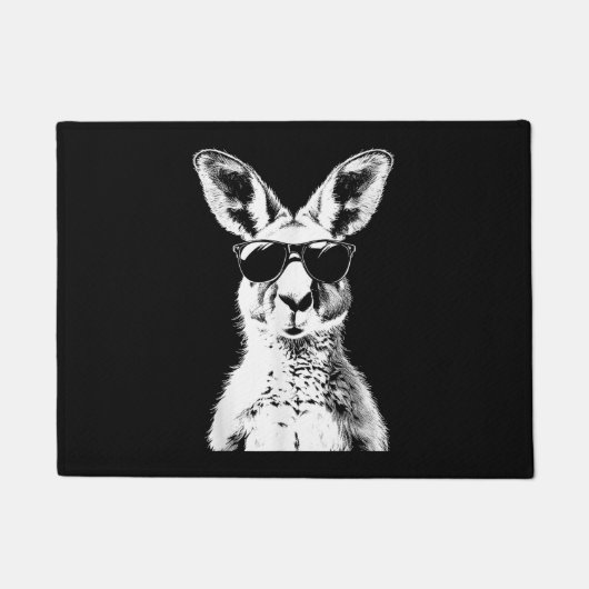 サングラスをかけているカンガルーおもしろいアニマルオーストラリア ドアマット (正面)