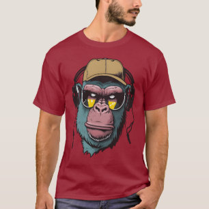 サングラスをかけているゴリラ、ヘッドフォン Tシャツ