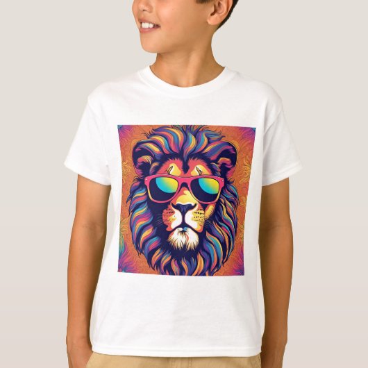 サングラスをかけているライオン Tシャツ (正面)