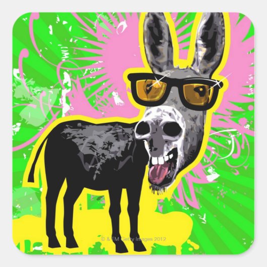 サングラスをかけているロバ スクエアシール (正面)