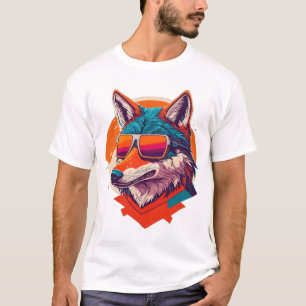 サングラスをかけている可愛いオオカミ。 Tシャツ