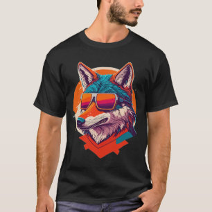 サングラスをかけている可愛いオオカミ。 Tシャツ