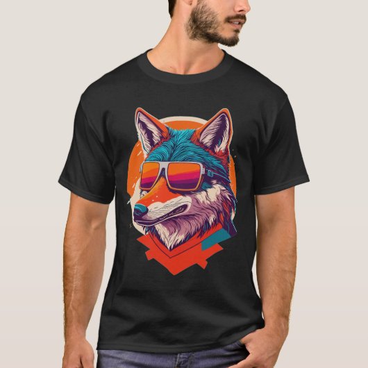 サングラスをかけている可愛いオオカミ。 Tシャツ (正面)