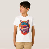 サングラスをかけている可愛いオオカミ。 Tシャツ (正面フル)