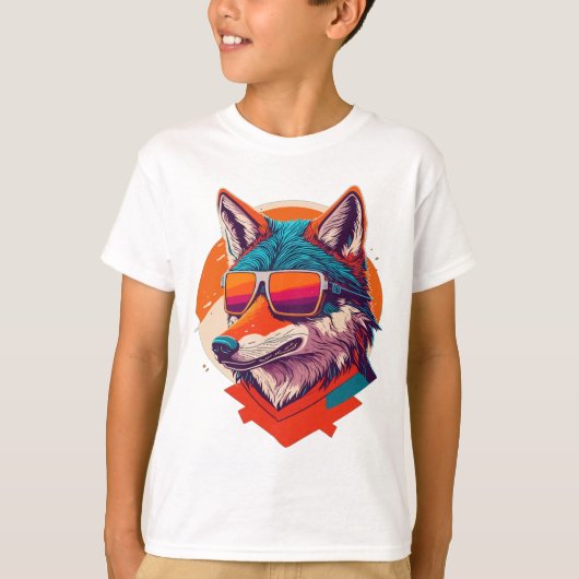 サングラスをかけている可愛いオオカミ。 Tシャツ (正面)