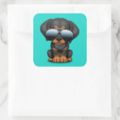 サングラスをかけている可愛いドバーマンパピードッグ スクエアシール (バッグ)