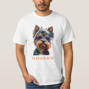サングラスをかけている可愛いヨークシャーテリア Tシャツ