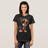 サングラスをかけている可愛い子犬 Tシャツ (正面フル)
