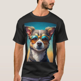 サングラスをかけている可愛い犬 Tシャツ