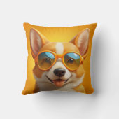 サングラスをかけている可愛い黄色い犬 クッション (裏面)
