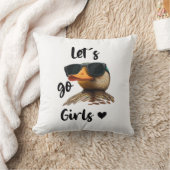 サングラスをかけている女の子のハートおもしろいダックに行こう クッション (ブランケット)