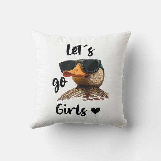 サングラスをかけている女の子のハートおもしろいダックに行こう クッション (裏面)