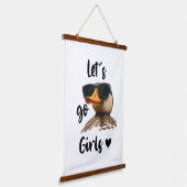 サングラスをかけている女の子のハートおもしろいダックに行こう 吊り下げ型タペストリー (傾斜あり)