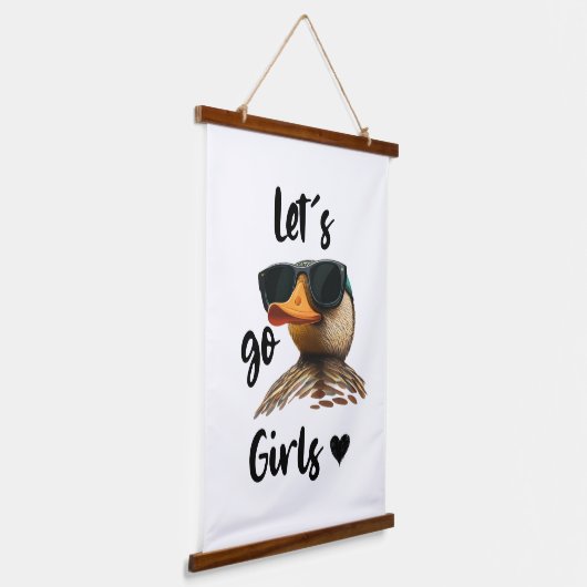 サングラスをかけている女の子のハートおもしろいダックに行こう 吊り下げ型タペストリー (傾斜あり)