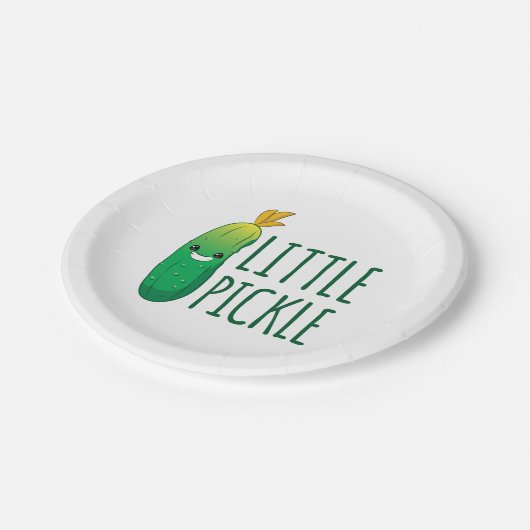 サングラスをかけている小さなピクルスかわいいグリーンピクルス ペーパープレート (アングル)