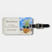 サングラスをかけている熱帯パイナップル ラゲッジタグ (正面横)