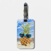 サングラスをかけている熱帯パイナップル ラゲッジタグ (裏面縦)