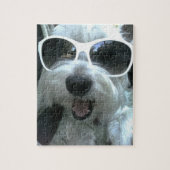 サングラスをかけている犬 ジグソーパズル (縦)