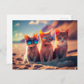 サングラスをかけている猫たち シーズンポストカード (正面/裏面)