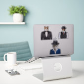 サングラスをかけている猫 シール (デスク上のノートパソコン)