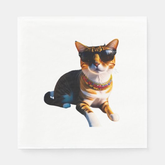 サングラスをかけている猫 スタンダードランチョンナプキン (正面)