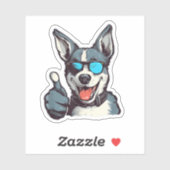 サングラスをかけイケてる犬 シール (シート)