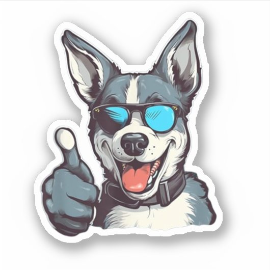 サングラスをかけイケてる犬 シール (正面)