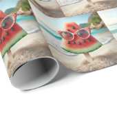 サングラスをかぶったスイカのポスクル ラッピングペーパー (ロールコーナー)