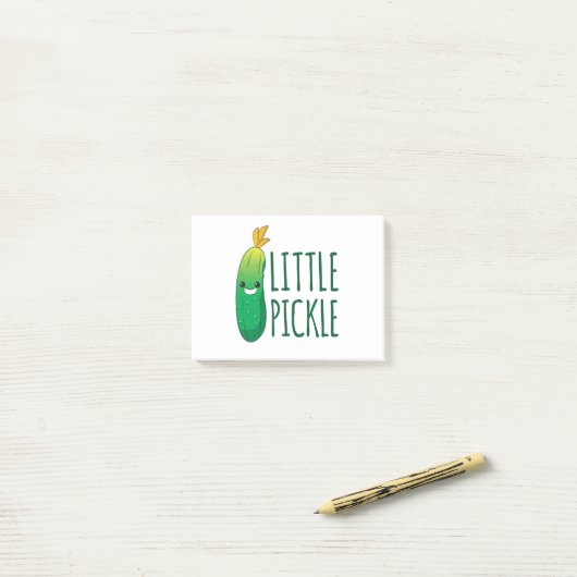 サングラスをかぶったリトルピクルかわいい緑の漬物 ポストイット (デスク上)