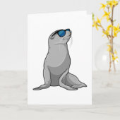 サングラスをしたアザラシ カード (黄色い花)