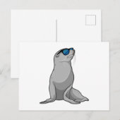 サングラスをしたアザラシ ポストカード (正面/裏面)