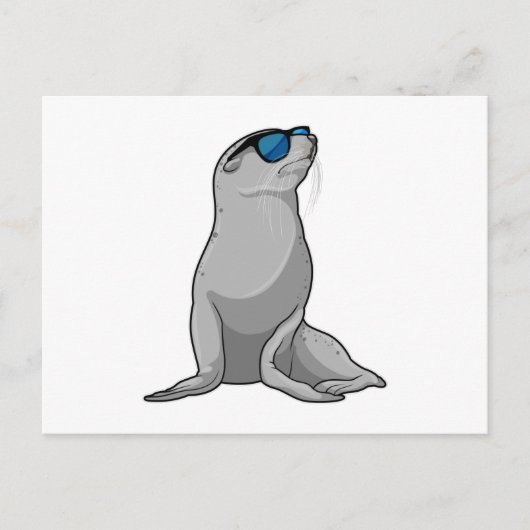 サングラスをしたアザラシ ポストカード (正面)