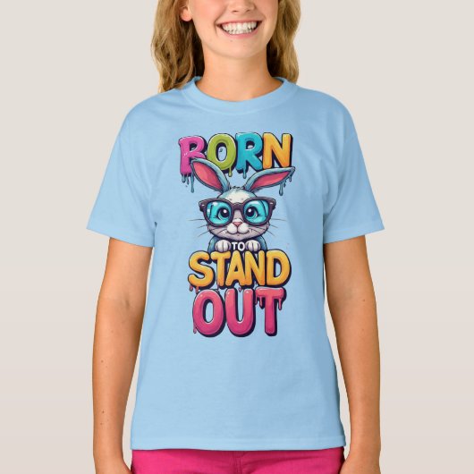 サングラスをしたカラフルなウサギ Tシャツ (正面)