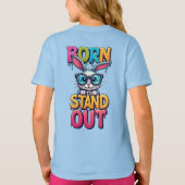 サングラスをしたカラフルなウサギ Tシャツ (裏面)