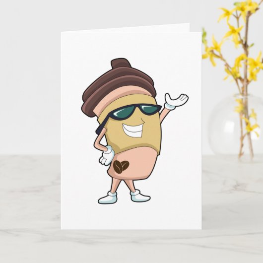 サングラスをしたコーヒーマグ カード (黄色い花)