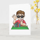 サングラスをしたポーカーのプレイヤー カード (黄色い花)