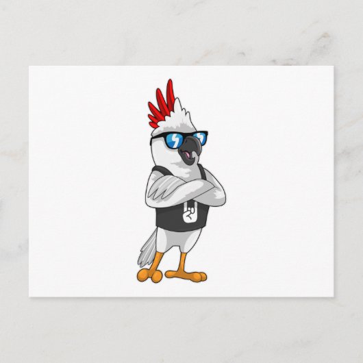 サングラスをしたミュージシャンのオウム ポストカード (正面)