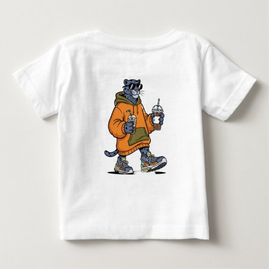 サングラスをした漫画の豹 ベビーTシャツ (裏面)